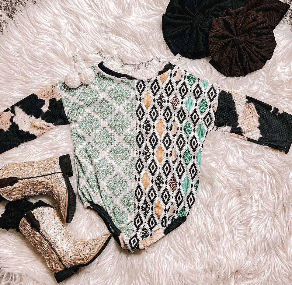 Patched western romper
