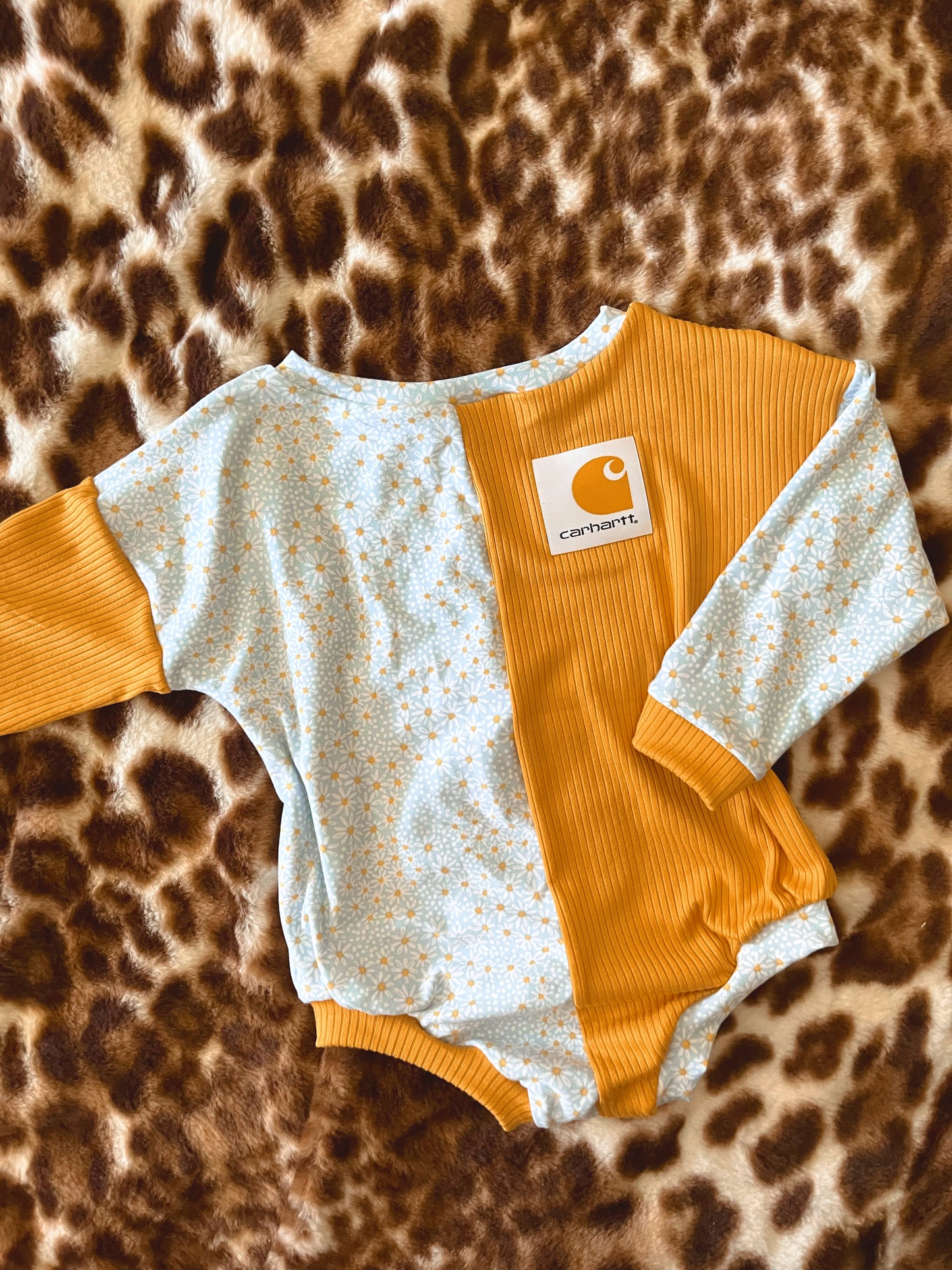 Floral patched carhartt romper