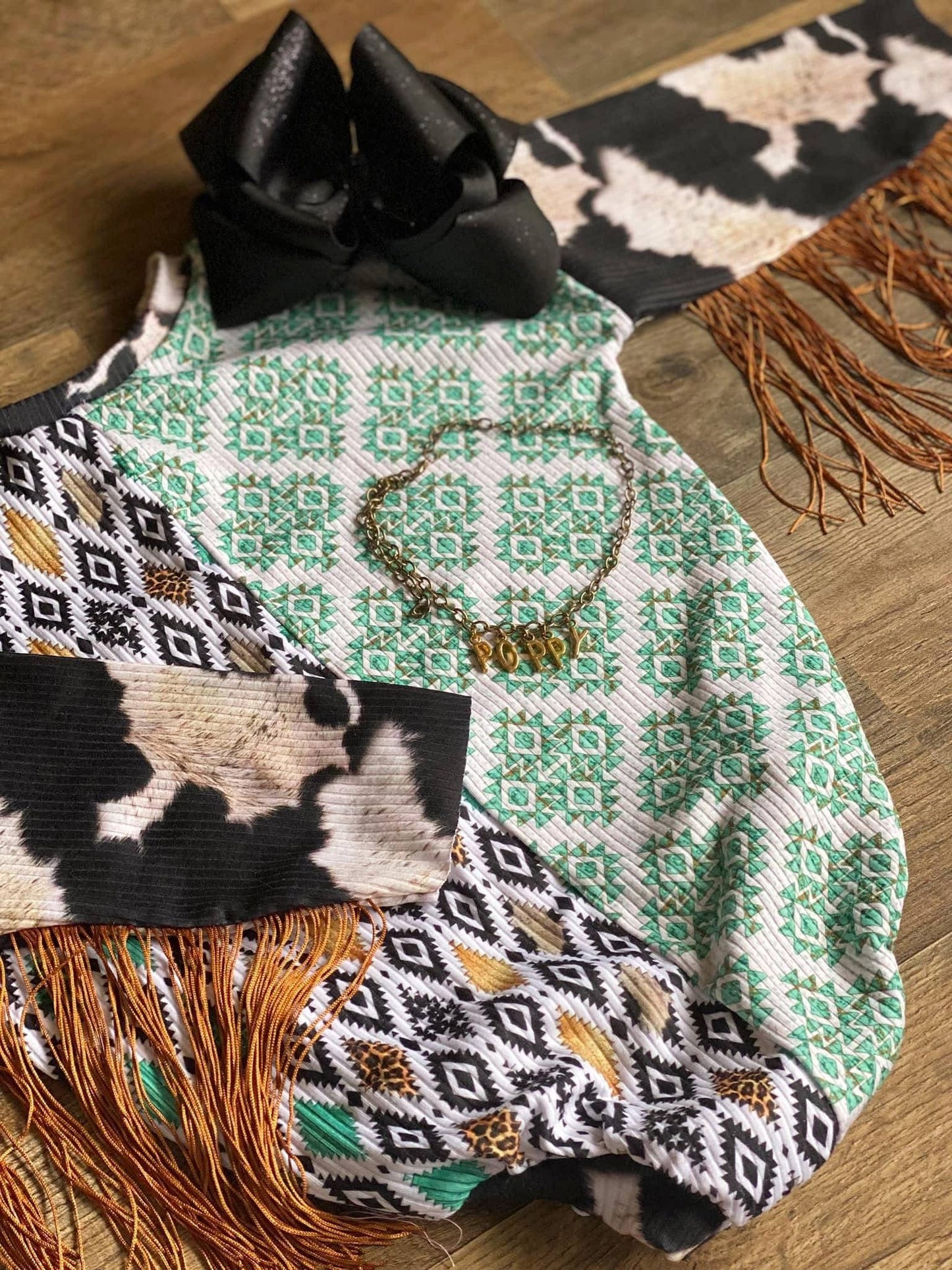 Patched western  romper