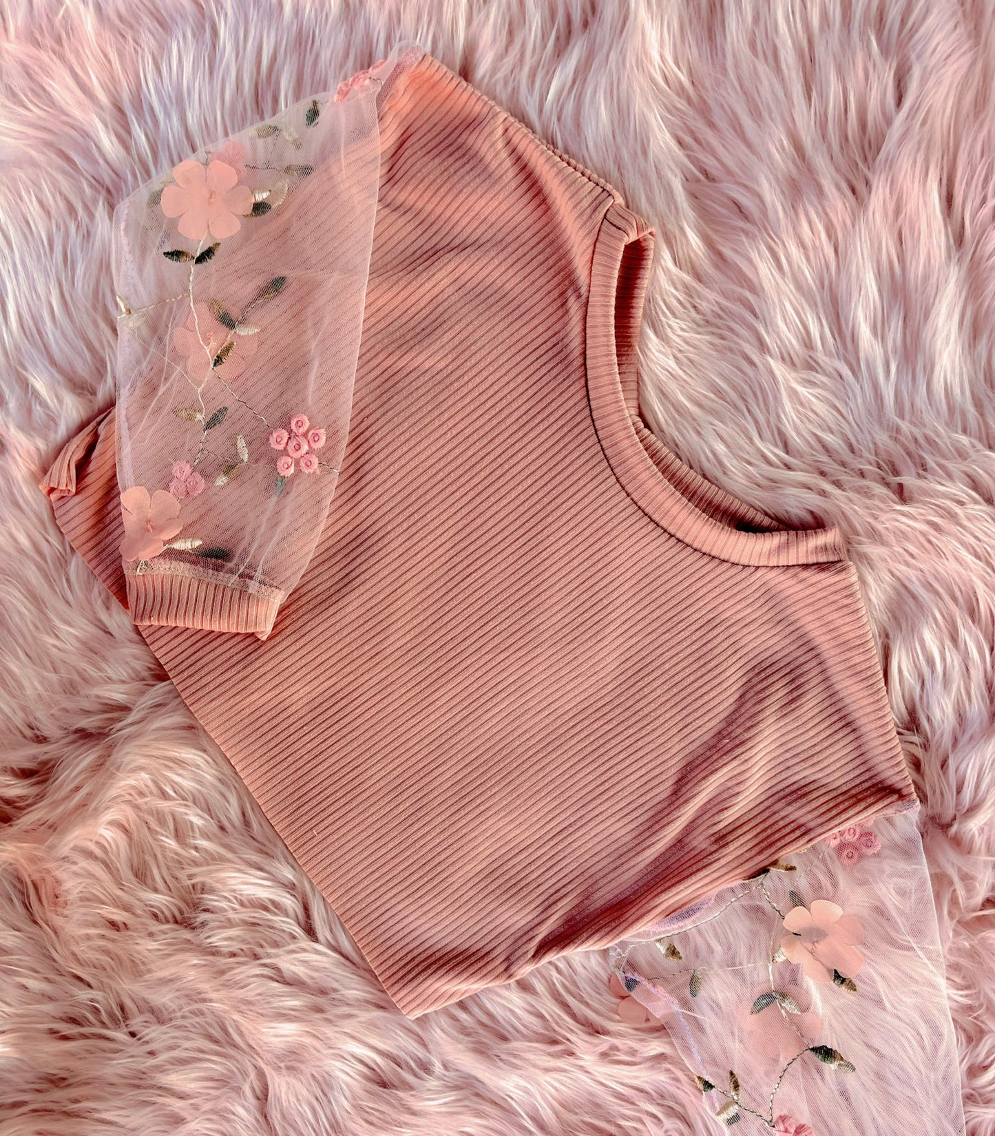 Floral mesh sleeve top