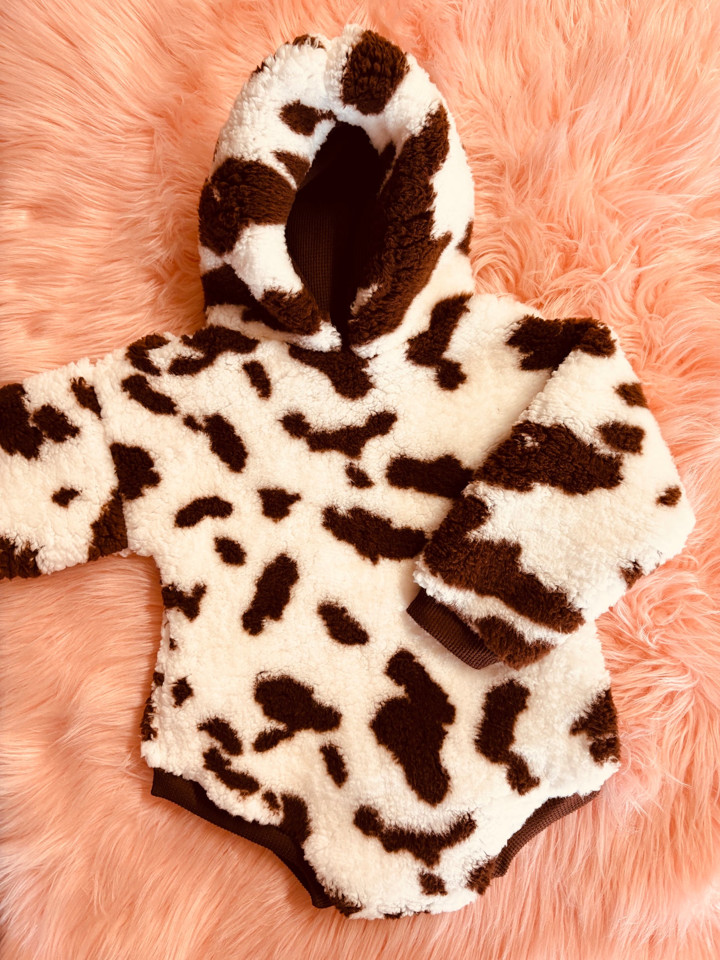 Cow Sherpa romper