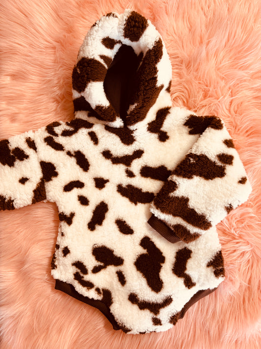 Cow Sherpa romper
